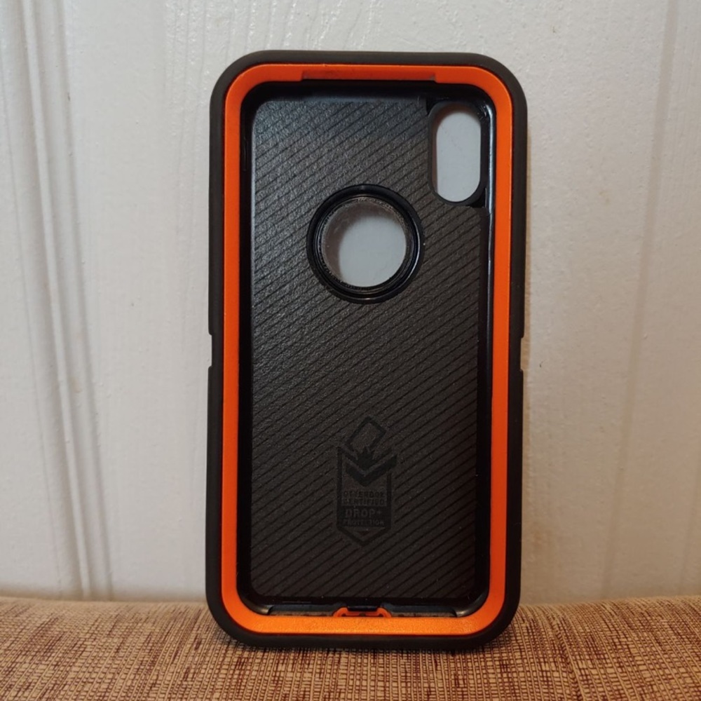 Otterbox Defender Orange and Black iPhone XS & X Drop and Shockproof Case.
